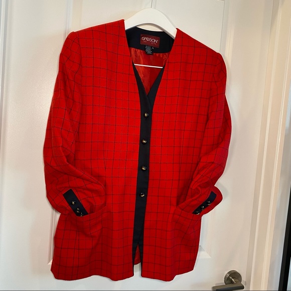 Vintage Red Sasson Paris New York Red Check Blazer - Picture 9 of 11